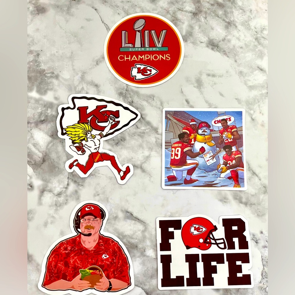 Kansas City Chiefs 5 Pc Sticker /Decal NWT